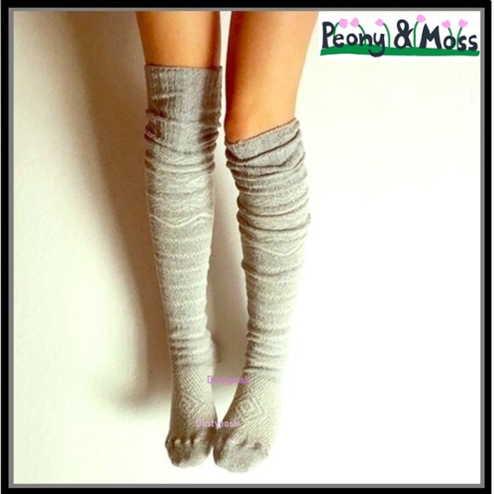 Peony and Moss Thigh High Boot Socks Over The Knee Anthropologie Long OTK Bed